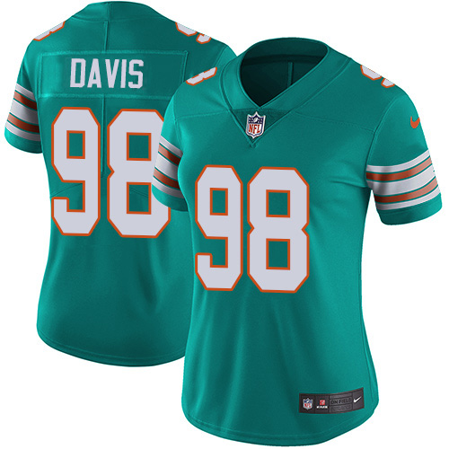Nike Miami Dolphins #98 Raekwon Davis Aqua Green Alternate Women Stitched NFL Vapor Untouchable Limited Jersey->women nfl jersey->Women Jersey